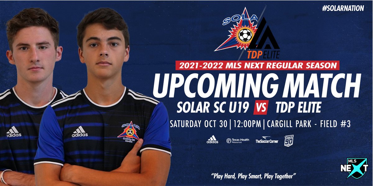 SolarU19EYDP's tweet photo. This week we travel East to our neighbors in Louisiana, where we take on TDP Elite.  

Our game this week is tomorrow, October 30 at 12:00pm CDT.

#solarnation💙 #ourjourney🏆 #questforthecup 🏆 @MLSNEXT https://t.co/zotEs9CqND