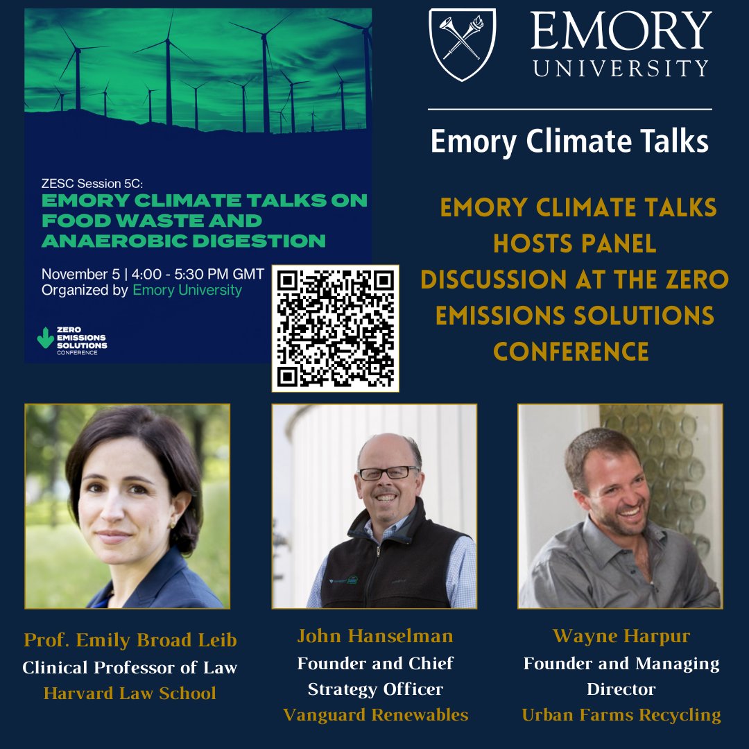 @EmoryClimTalks is honored to host the Food Waste and AD Panel #foodwaste with Prof. Emily Broad Leib @HarvardFLPC, Mr. John Hanselman @FarmPowered and Mr. Wayne Harpur/Urban Farms Recycling with @UNSDSN at the #ZESC2021 during #COP26! @esaikawa   buff.ly/3BrEavZ