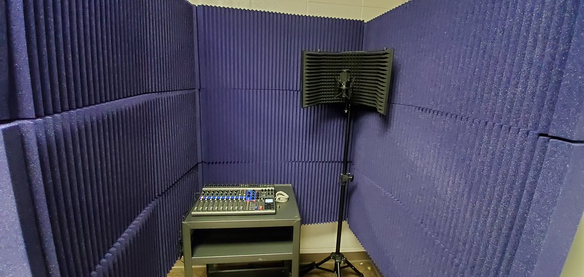 HHS_Television's tweet photo. Purple Wildcat sound booth coming together! Thank you to our principal @terridosborne for see the vision, you are appreciated! @HumbleISD_HHS @HumbleISD_CTE @HumbleISD #WeDoThis #FindYourDiscipline #MadeforMore #BuildingSomething https://t.co/JAQNJb2l3k