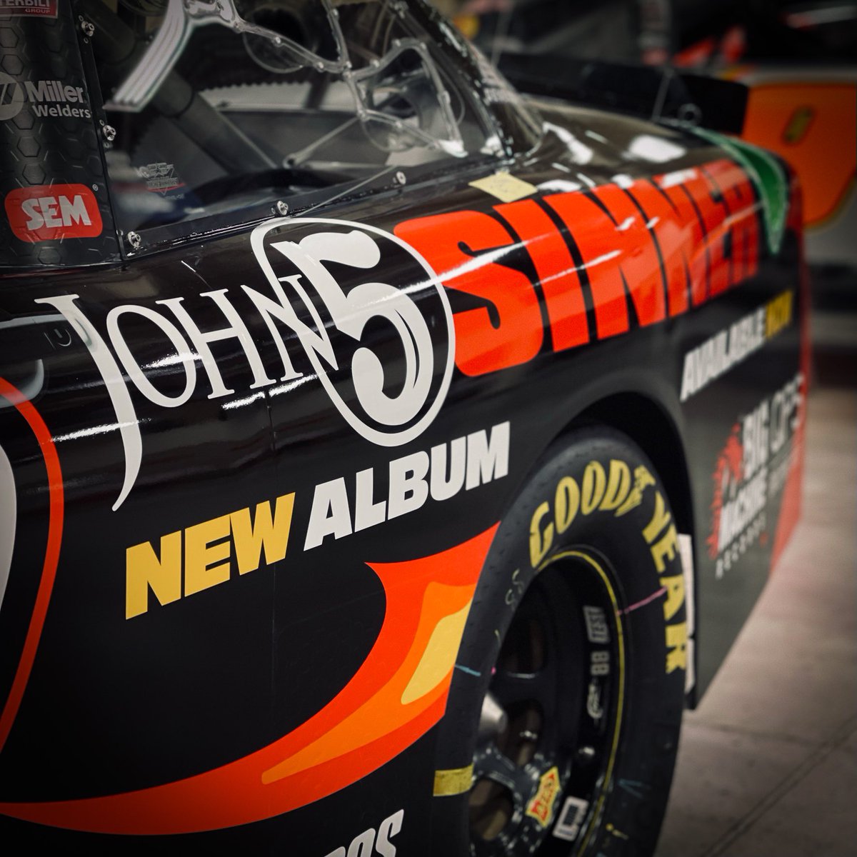JRMotorsports's tweet photo. The new @john5guitarist album is out now. Make sure to listen along while @sam_mayer_ goes around @MartinsvilleSwy tomorrow. https://t.co/AVf33jM1zl