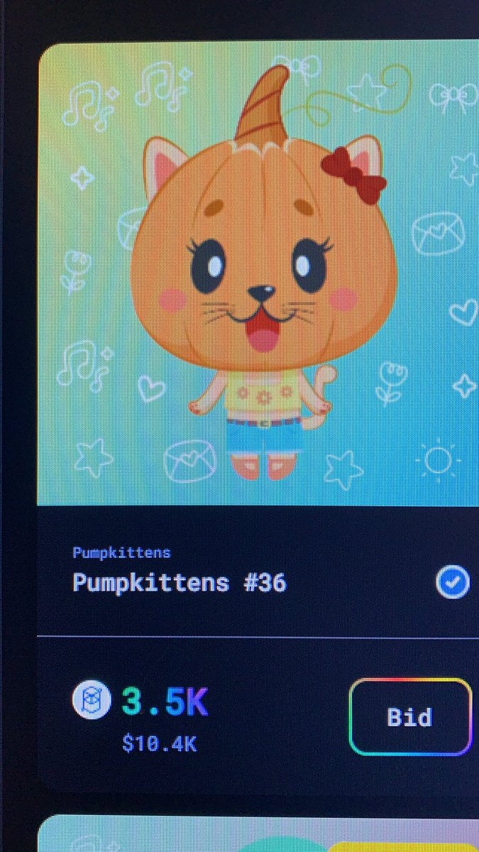 frankthepizza's tweet photo. It’s taking a lot of self control to not nab this @Pumpkittens on paintswap for 3.5k Fantom. Last time we saw a frenzy right before bitkittens launched. Expecting something similar before samurais. #pumpkitten #ftm #nft https://t.co/0Wou1Edz9D