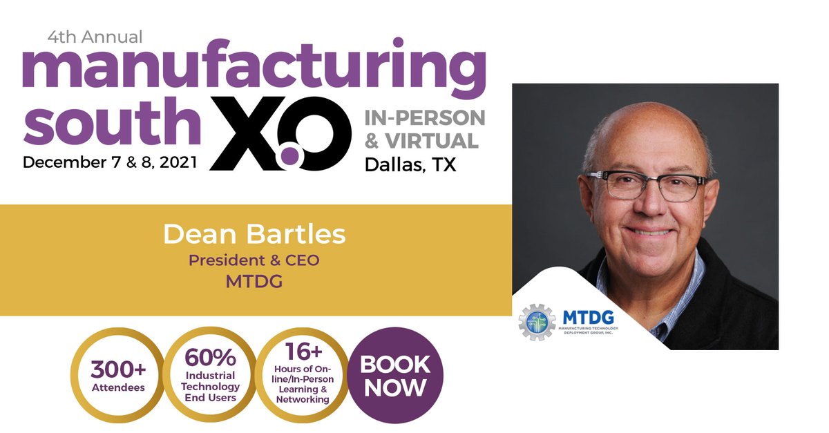 IoB_News's tweet photo. Dean Bartles, President &amp; CEO, MTDG to open the 4th Manufacturing X.0 South on December 7th, 2021. Don't miss the chairperson’s opening remarks - Advancements in the Post-Purchase Experience of the Customer Journey https://t.co/uztwUBpqah https://t.co/06zPcdQ5zb