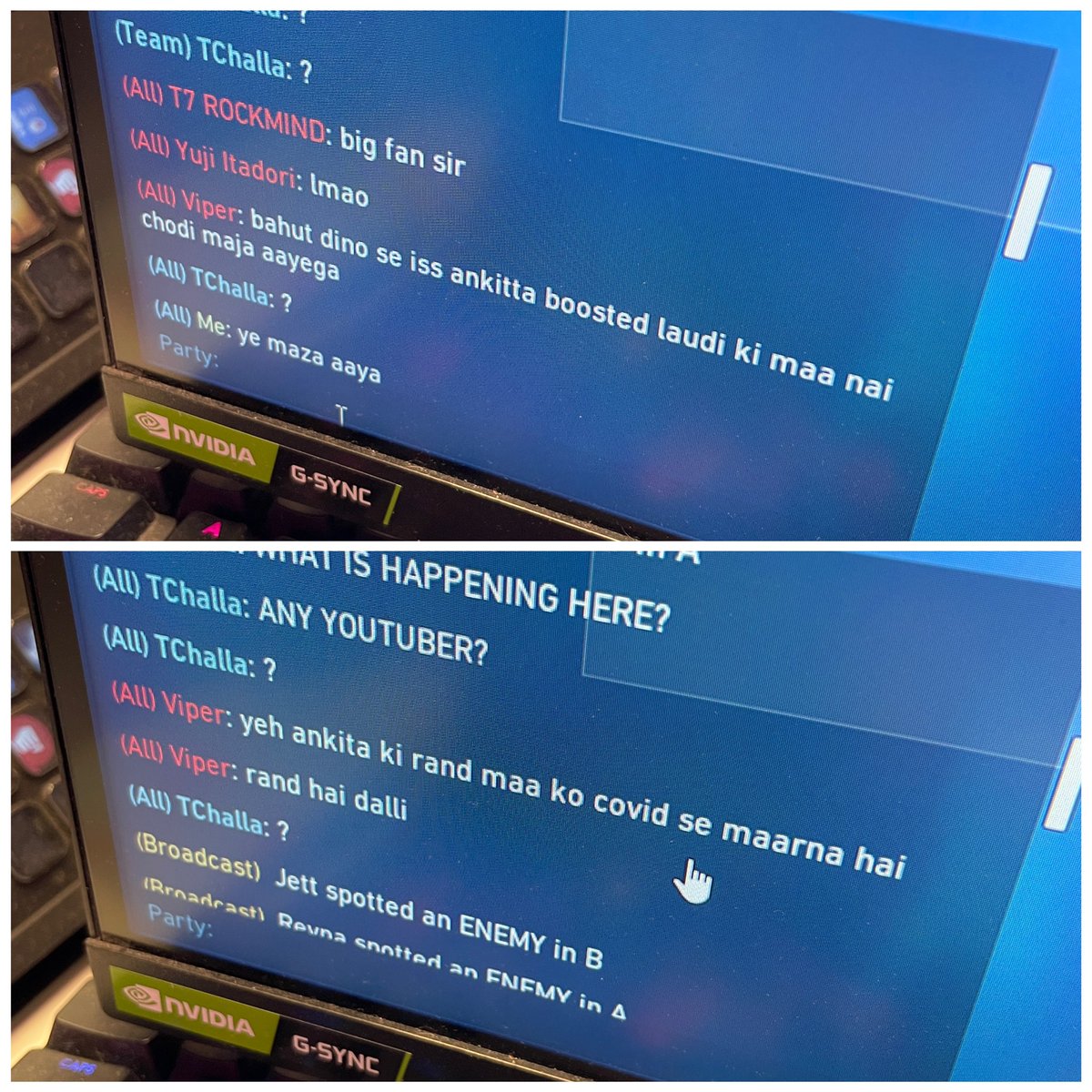 AnkkitaC's tweet photo. Hey @playVALORANTsa you mind taking a look at this? I’ve reported ingame as usual but this time I hope there’s some action taken. https://t.co/YTmJndSDl9