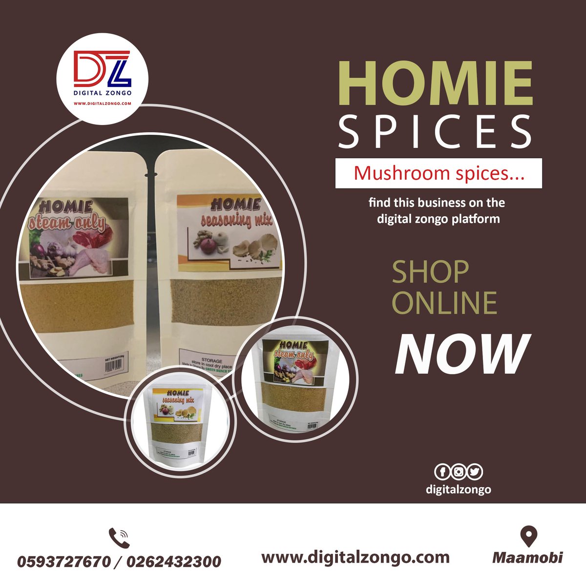 digitalzongo's tweet photo. Homie Spices is produced by Green Bunch Ventures. It comprise *Homie Seasoning Mix* which is All-purpose and * Homie Steam Only* which is for teaming of all kinds of meat.

Visit https://t.co/DCu6WEYoSx to find them
#KindlyShare

#DigitalZongo
#ZongoImpact
#ZongovationHub
#Homie https://t.co/EDMMSe7t9F