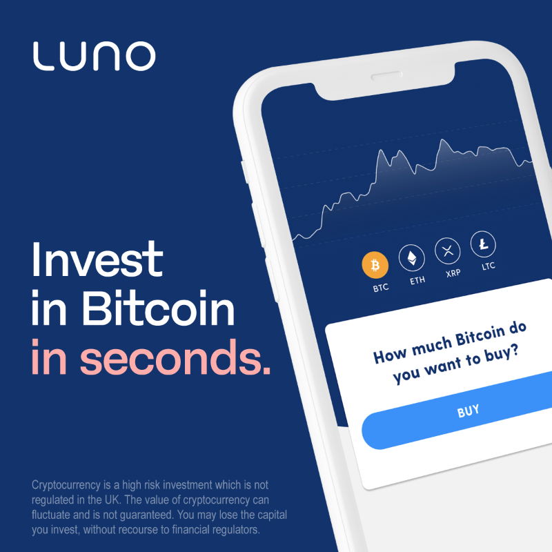 LunoGlobal's tweet photo. Your #bitcoin journey starts with Luno – the safest and easiest way to invest in cryptocurrency. 

Try it for yourself today.