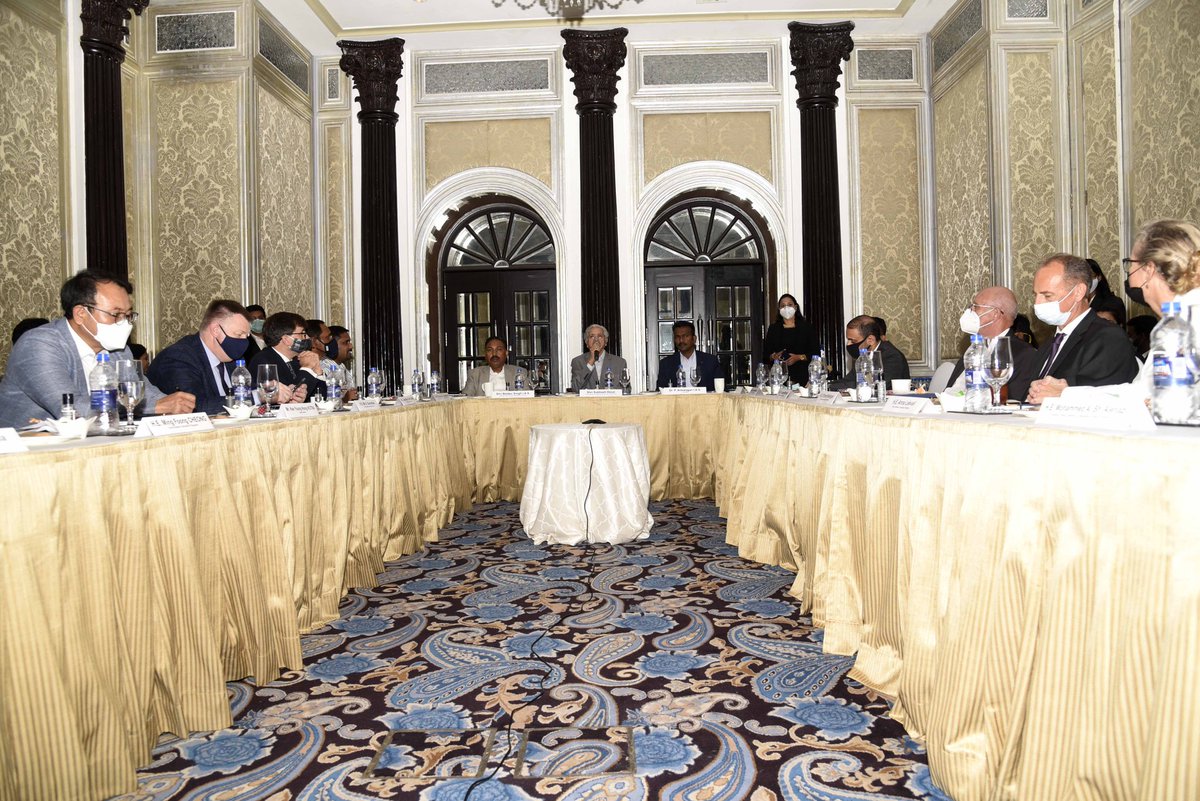 midc_india's tweet photo. We held CG Conclave where Hon @Subhash_Desai inaugurated Country Desks of MIDC in presence of Hon ACS, Ind &amp; Hon @midc_CEO along with a discussion about participation of MH in #DubaiExpo2020 with H E Consul Generals, Representatives of Trade Bodies &amp; Associations of 14 countries https://t.co/AVOUASTTtr