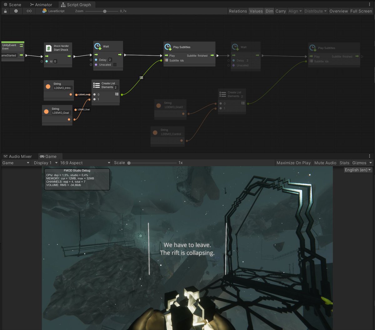 AtelierDuchu's tweet photo. We are using Unity Visual scripting with custom made async nodes for our dialogue system and Repeat!
#ff #dialogue #visualscripting #rift #repeatgame #puzzlegame #videogames #gaming #indiegame #gamedev #indiedev #indiegamedev #madewithunity #screenshot #explore #repeatgame #loop https://t.co/CmhFywzirH