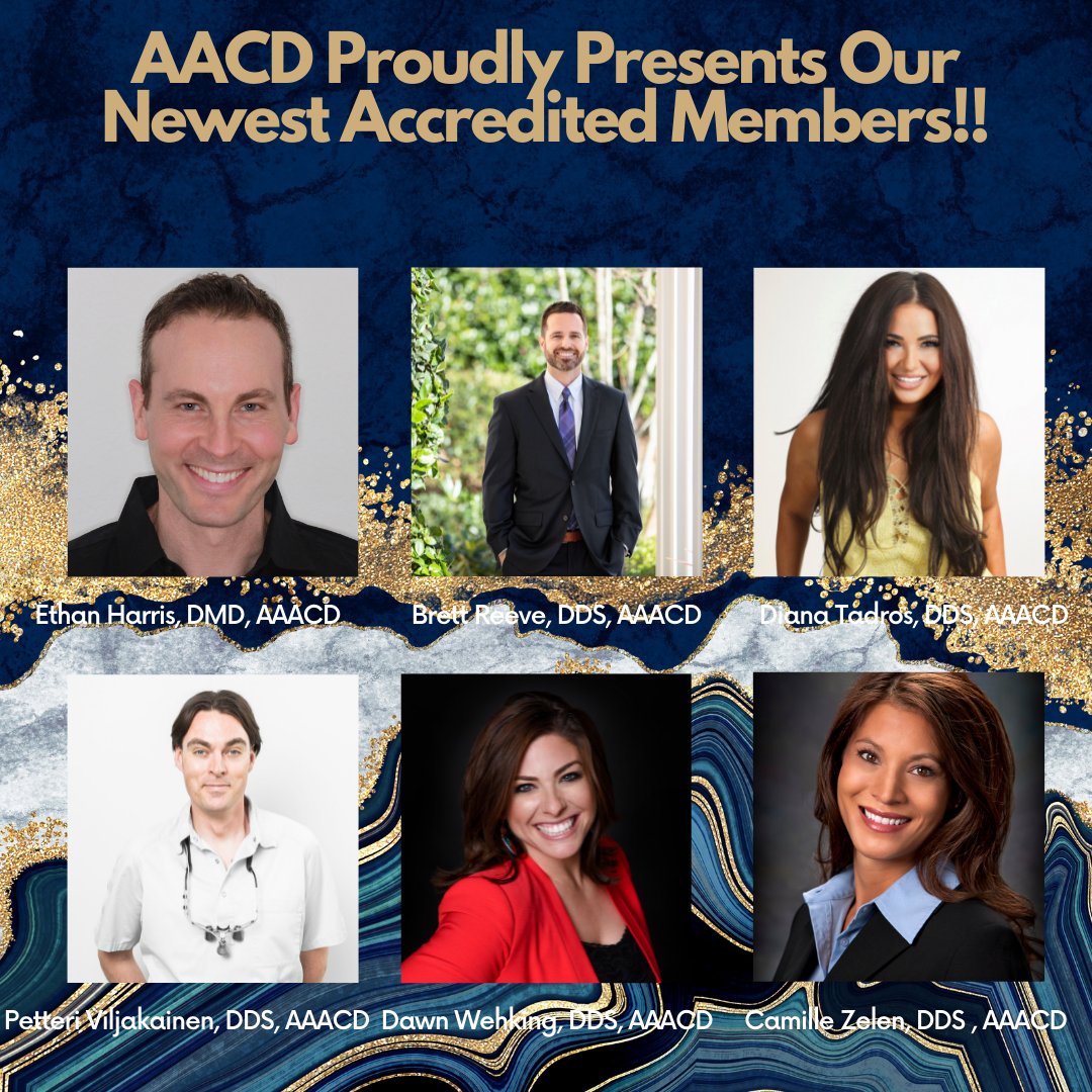 TheAACD's tweet photo. AACD Proudly Presents Our Newest Accredited Members!! Help Us Congratulate:
โญ๏ธ Ethan Harris, DMD, AAACD
โญ๏ธ Brett Reeve, DDS, AAACD
โญ๏ธ Diana Tadros, DDS, AAACD
โญ๏ธ Petteri Viljakainen, DDS, AAACD
โญ๏ธ Dawn Wehking, DDS, AAACD
โญ๏ธ Camille Zelen, DDS, AAACD
#accreditedmembers #aacdfam https://t.co/y5hcuqffEZ