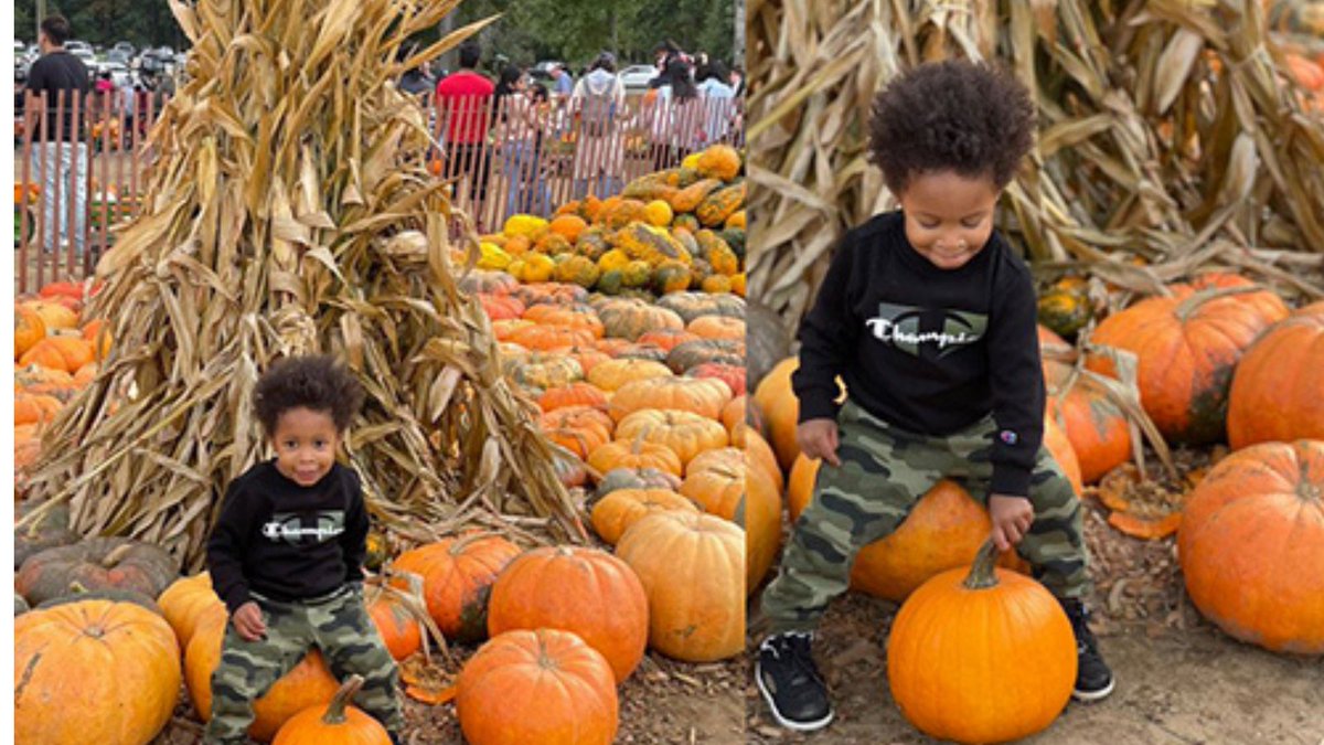 "A little pumpkin fun with my sunshine! #EconoPumpkin." - Marjani