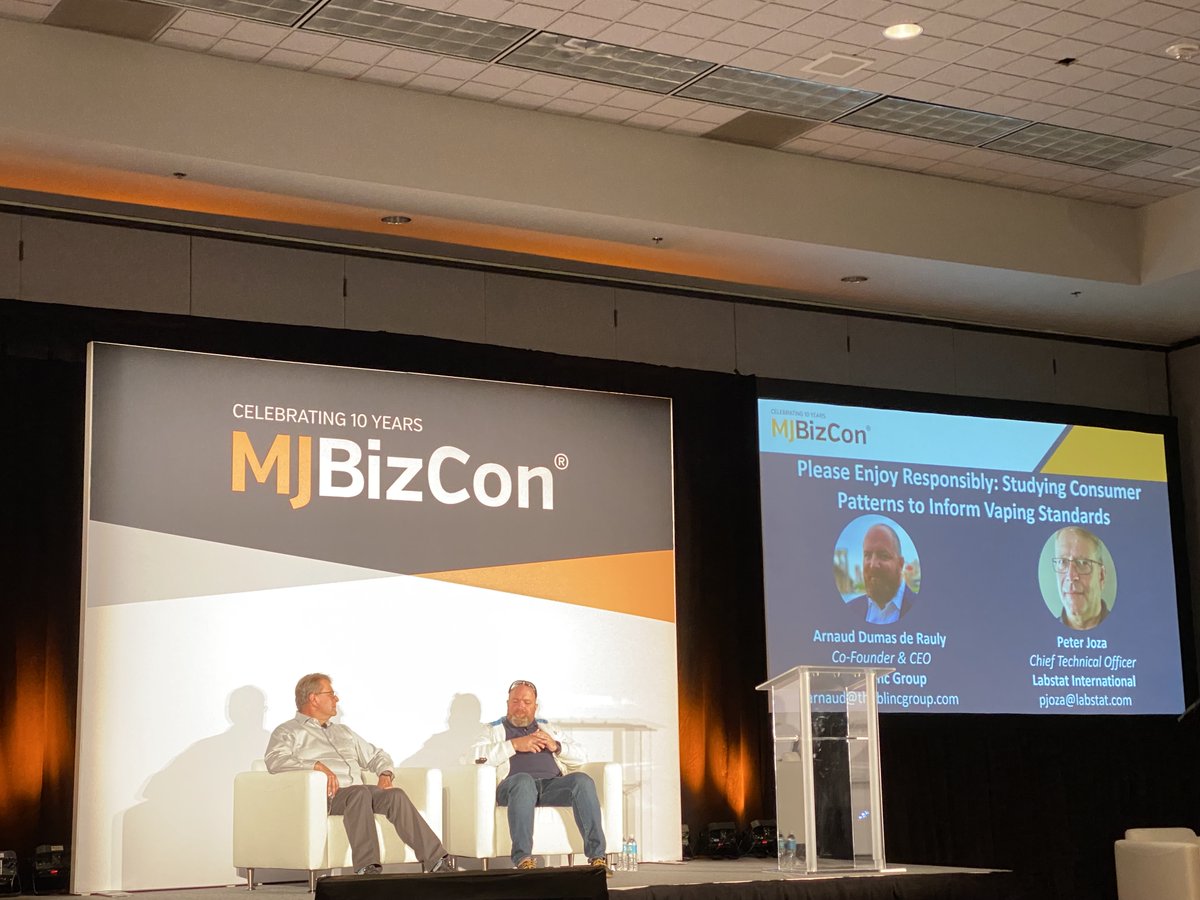 Labstat_Int's tweet image. We were proud to see that our very own Peter Joza took to the stage at this year’s #mjbizcon2021 in Las Vegas! It was also an amazing opportunity for us to use the podium and expand on some of the key findings from our 2021 #Cannabis Vape Consumption Survey.
