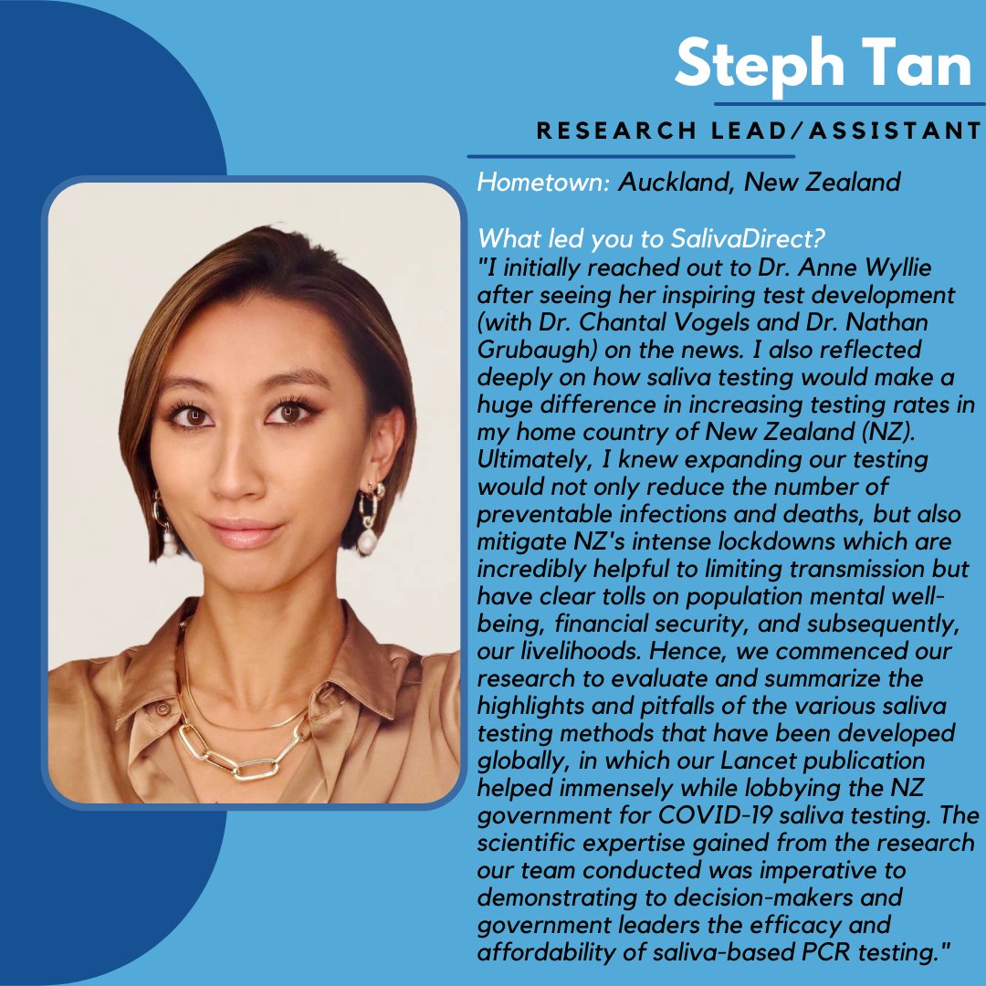 saliva_direct's tweet image. Meet a one of our staff members here at @YaleSPH @saliva_direct! This week&apos;s feature includes Steph Tan who is a Research Lead/Assistant! 
#featuredstafffridays #spitsquad #meettheteam #SalivaDirect #Yale #ysph