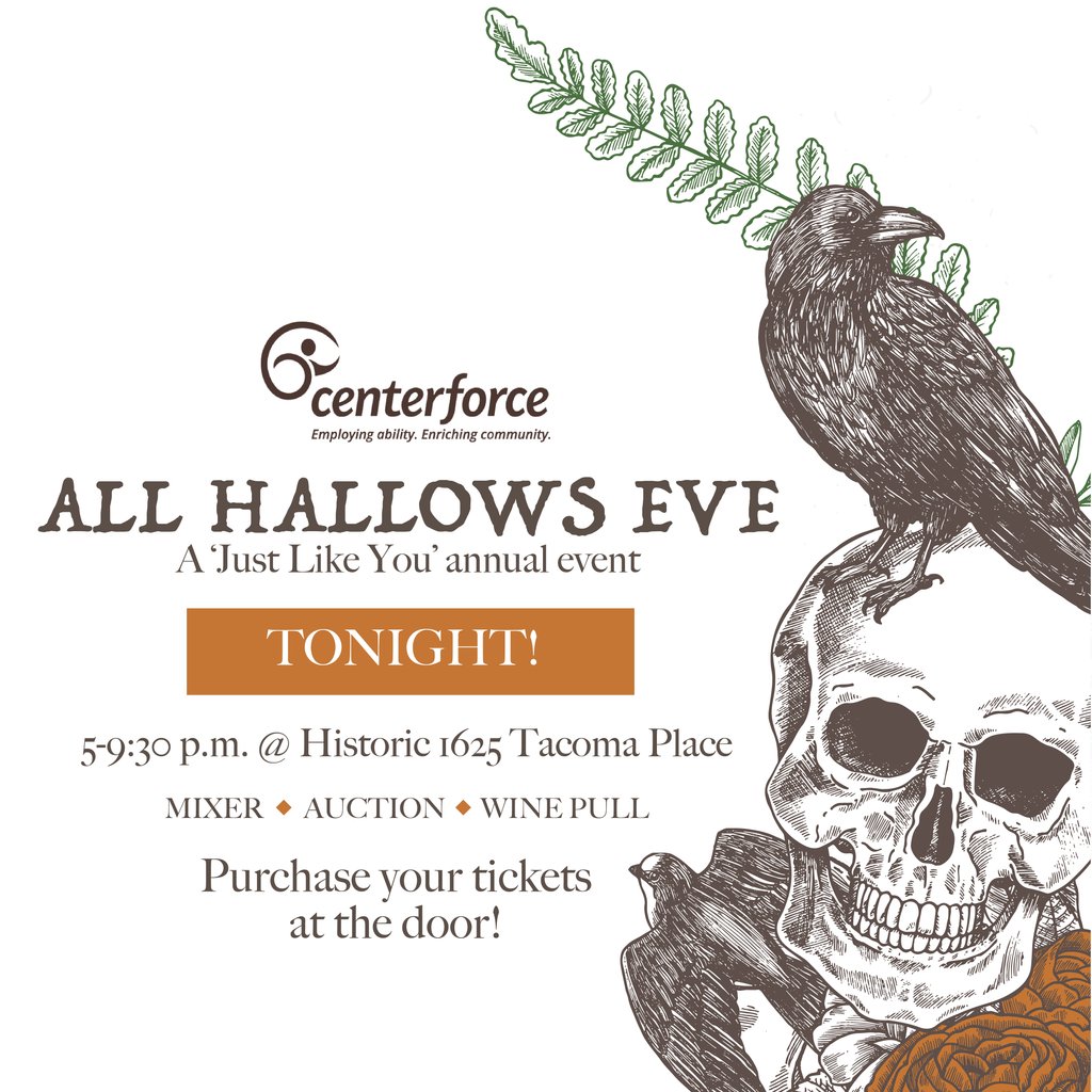 Centerforce_NP's tweet image. Tonight — come on out (with or without a costume) to our annual mixer and auction! 

Drop on by from 5-9:30 p.m. at Historic 1625 Tacoma Place at 1625 South Tacoma Way. 

Alaska Airlines raffle drawing at 8 p.m. Come bid on some great auction items also!