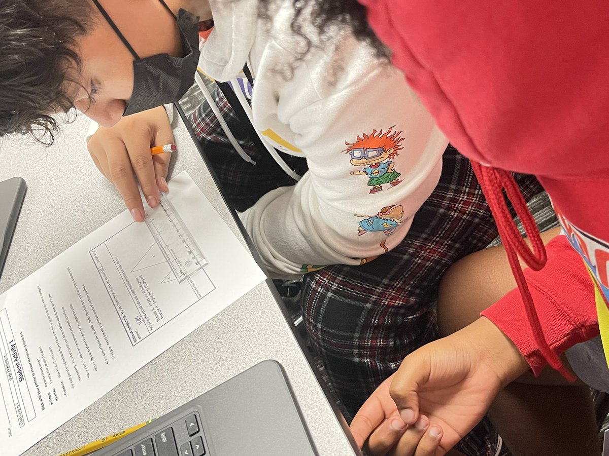 7th grade math students collaborate to measure, discuss &amp; determine whether shapes are similar #BISDpride #FISmath #BISDmath #FISistheBest