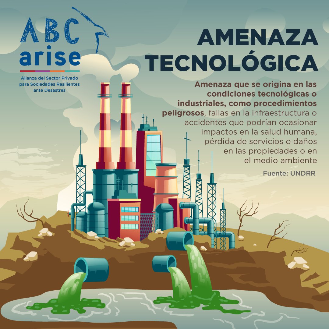arisemx's tweet photo. #ABCARISE
⚠️🛢️Entre los ejemplos de amenzas tecnológicas se encuentran: contaminación industrial, radiación nuclear, desechos tóxicos, ruptura de represas, explosiones de fábricas, accidentes de transporte y el derrame de químicos 🚧
@UNDRR
#MeEnresilienta https://t.co/nEZ75hWgvp