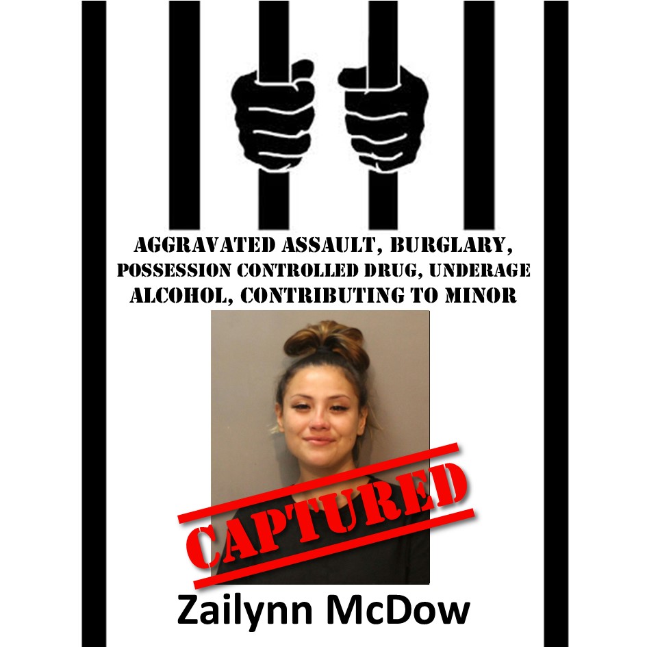 PennCoSheriff's tweet photo. Felony Alert issued for Zailynn McDow issued on October 15, 2021, has been cancelled. McDow is behind bars. https://t.co/VqhU6lpTkD