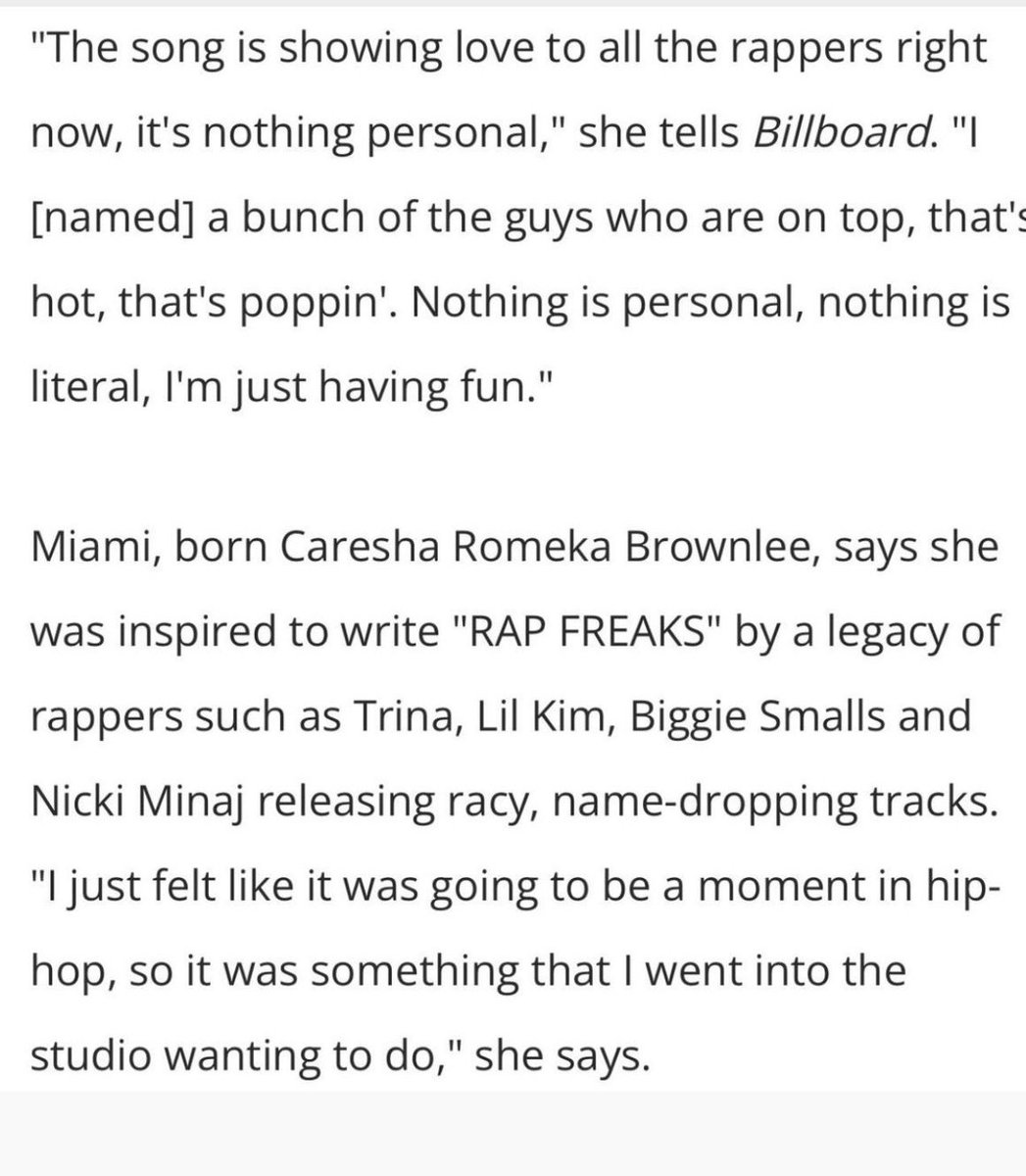 statsofminaj's tweet photo. .@YungMiami305 reveals to Billboard that her new single "Rap Freaks" takes inspiration from @NICKIMINAJ and other hip hop icons racy name dropping tracks. https://t.co/Z98BfJzvgv