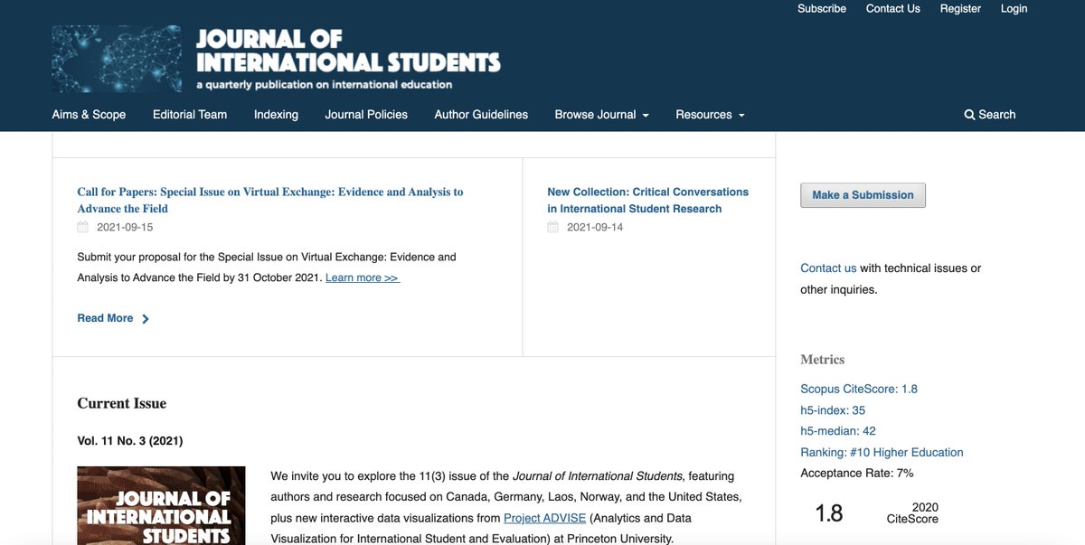UARKLibraries's tweet photo. 🌎 Our last #OpenAccess Journal of the Day for #OAWeek21 is the Journal of International Students (@jistudents), a quarterly peer-reviewed publication on international education. #UARK #UARKLibraries #OAWeek
https://t.co/3FDliQtUGL https://t.co/zStZlqsbD3