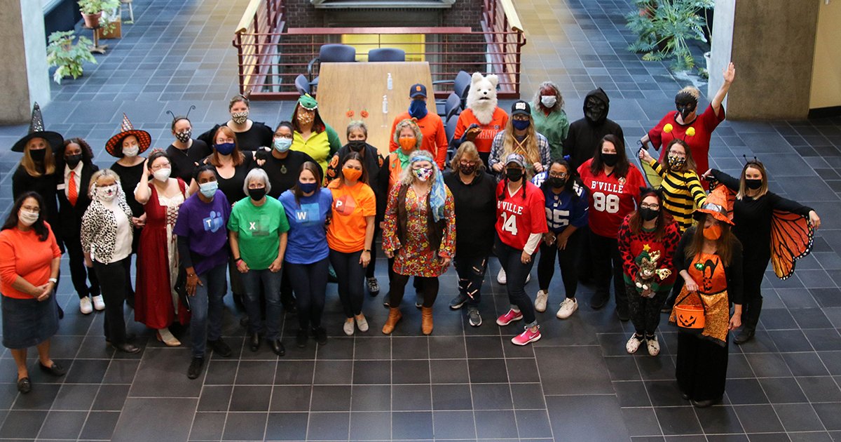 MaxwellSU's tweet photo. Happy Halloween from the Maxwell School's amazing staff! 🎃👻 #Halloween https://t.co/o4RDvn8rGu