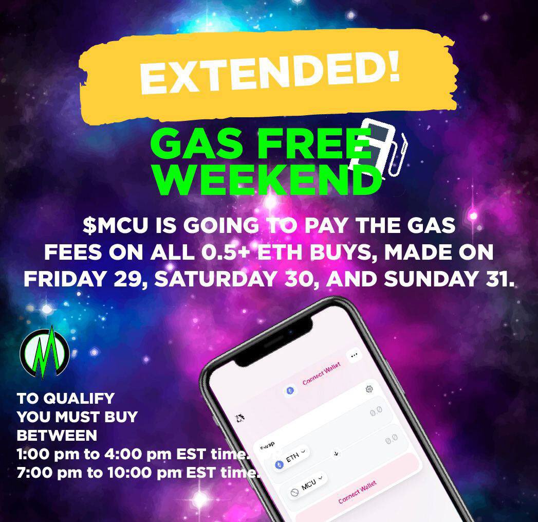 RwdcryptoNWO's tweet photo. @1goonrich BROO! 

#MCU 

⛽️ free for the weekend !!

6% #ETH reflections 🤑

10 #memecoins in  @MCUtoken universe 

Holddd 25 billion coins for invite to next project 

20x play this month 🦍🦍🦍

#FEGex #crypto #Ethereum #doge #SHIB #Hokkaido #KISHUARMY #BabyDogeCoin #MEMES #peepsarmy https://t.co/MQVF5Cc0Sp