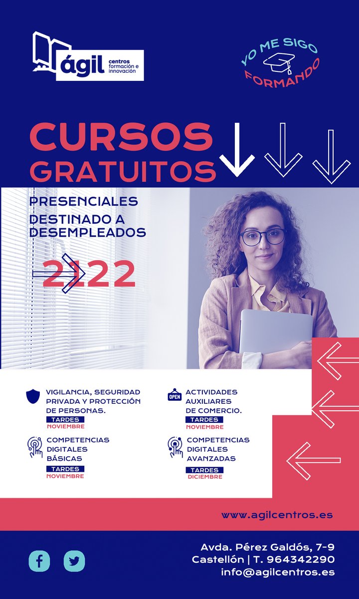 agilcentros's tweet photo. En breve arrancan nuestros cursos gratuitos para personas desempleadas. Te ofrecemos una formación de calidad, impartida por expertos profesionales, para que mejores tu cualificación profesional. ¡No dejes pasar esta oportunidad!

Más información →  ☎️ 964342290 / 964233810. https://t.co/ezkg464Ogs