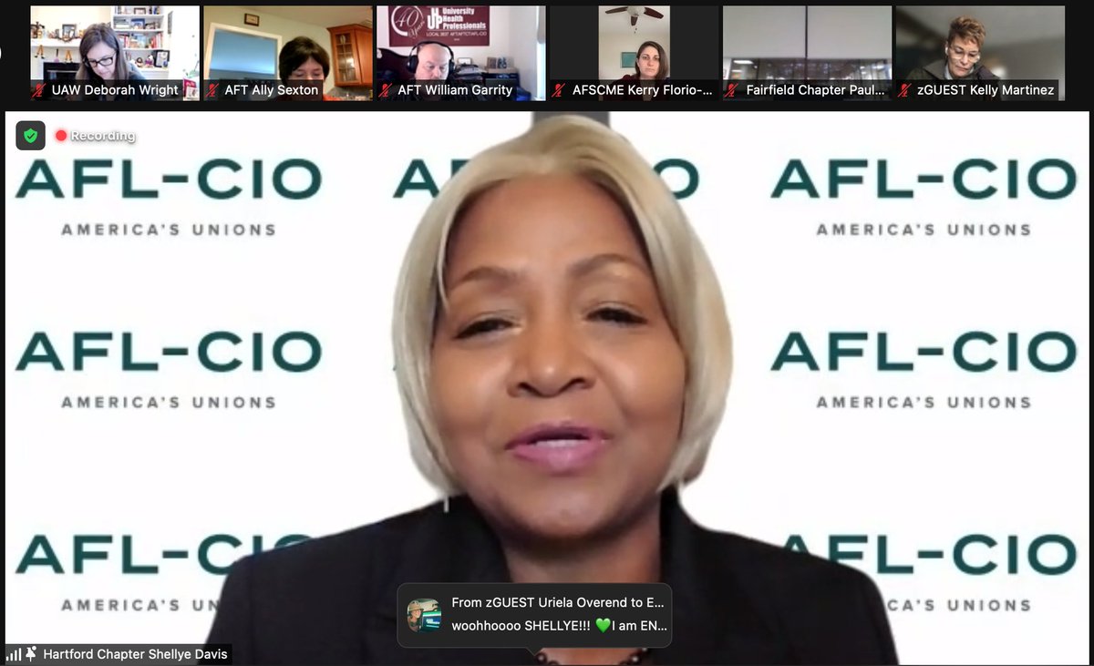 Accepting #CTAFL21 delegates’ nomination to serve as <a href="/ConnAFLCIO/">Connecticut AFL-CIO</a>’s exec VP <a href="/ShellyeDavis/">Shellye Davis</a> outlines shared vision &amp; goal w/new prez <a href="/ehawthorne3/">Ed Hawthorne</a>: “to build labor movement stronger not only for us but for future workers!” #1U @AFTUnion <a href="/PSRP_AFT/">AFT PSRP Division</a> <a href="/AFLCIO/">AFL-CIO ✊</a> <a href="/HartfordLabor/">Hartford Labor</a> <a href="/Zoom/">Zoom</a>