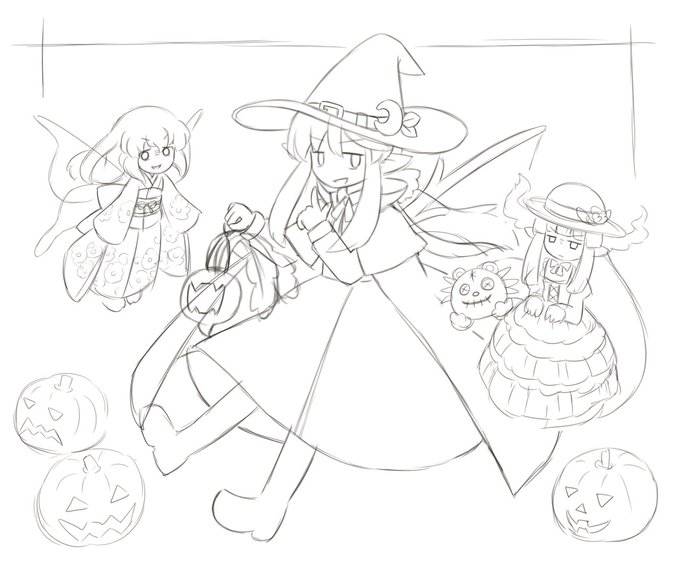 絵を描く力を取り戻したのではろうぃん絵ラフ描いてる(間に合うか…?当日休みだからいけるいける 
