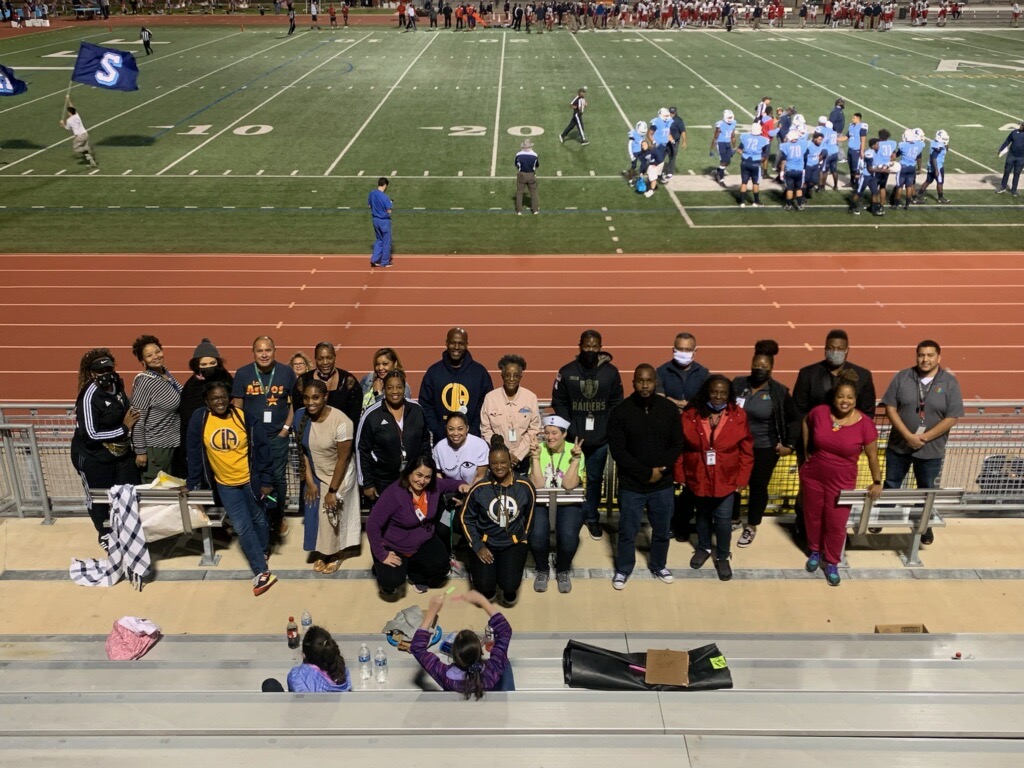 AliefISD_CIA's tweet photo. National Lights On Night at the Elsik High School Football Game. #LightsOnAfterschool. Alief Independent School District #caseforkids #texasace https://t.co/OSMwiwIkm9