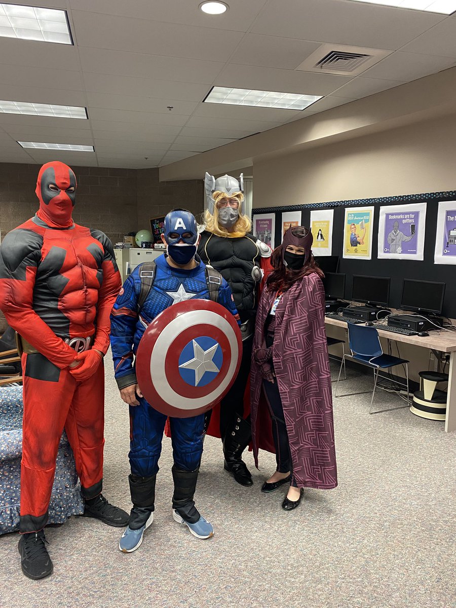 TraciChun's tweet photo. Truth is these four are superheroes EVERY SINGLE DAY but today they are in costumes. #SHSTogether #awesomeadmin #VPSSuccess https://t.co/v9awfInVbF