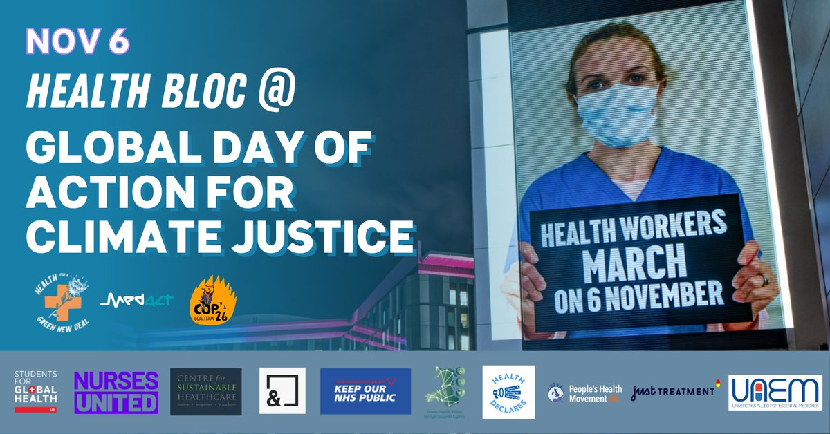 With just over a week to go until the @COP26_Coalition's Global Day of Action for Climate Justice, we're so excited to announce our partner organisations who are supporting Health Blocs on marches across the UK! Sign up NOW and join us on the streets 👉medact.org/event/health-b…
