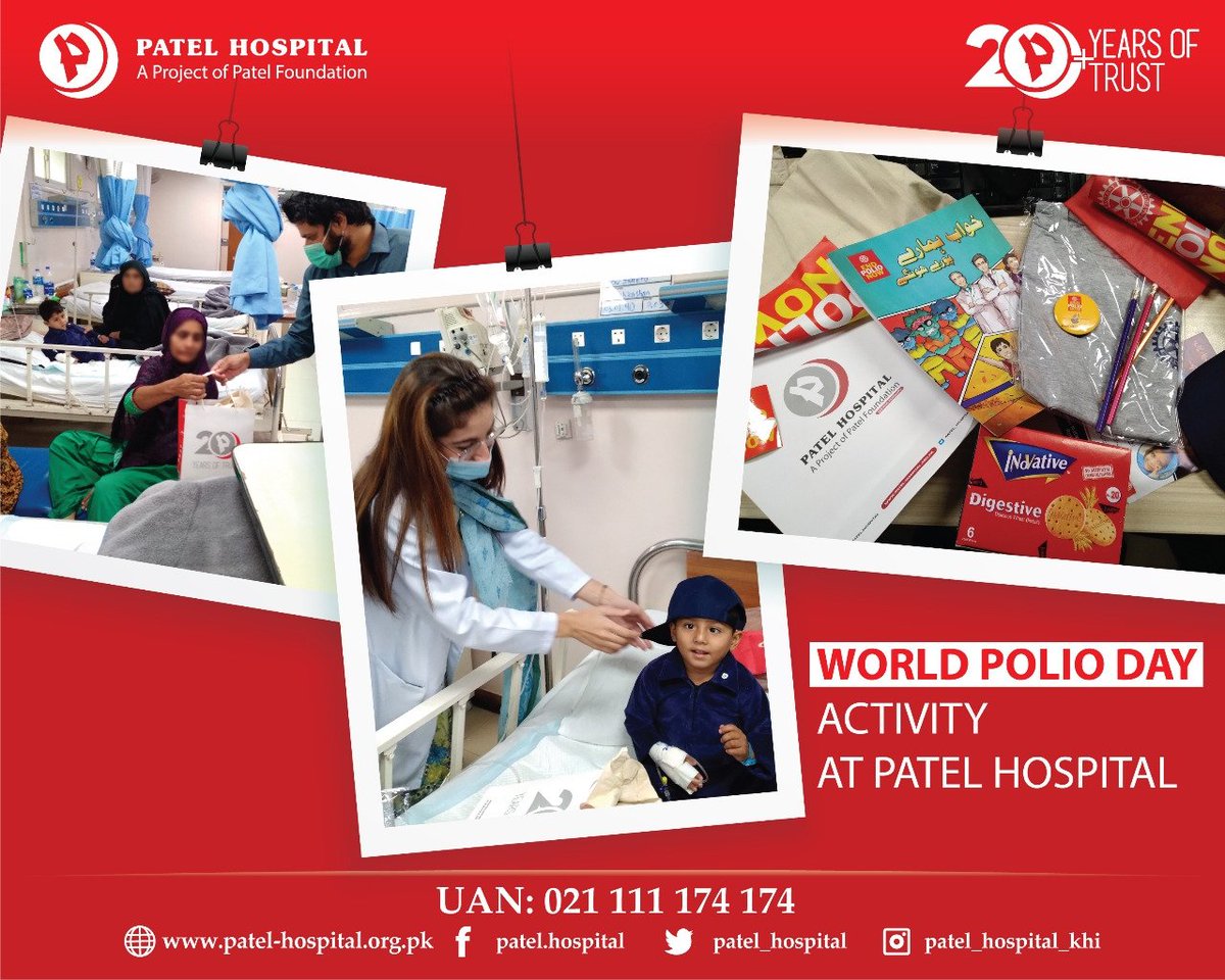 Acknowledging the World Polio Day, we spend the whole day with the children of our Paediatric ward and distributed the goodie bags, in collaboration with Rotary Club to spread the priceless smiles on the faces of children.
#PatelHospital   #WorldPolioDay #EndPolioNow
