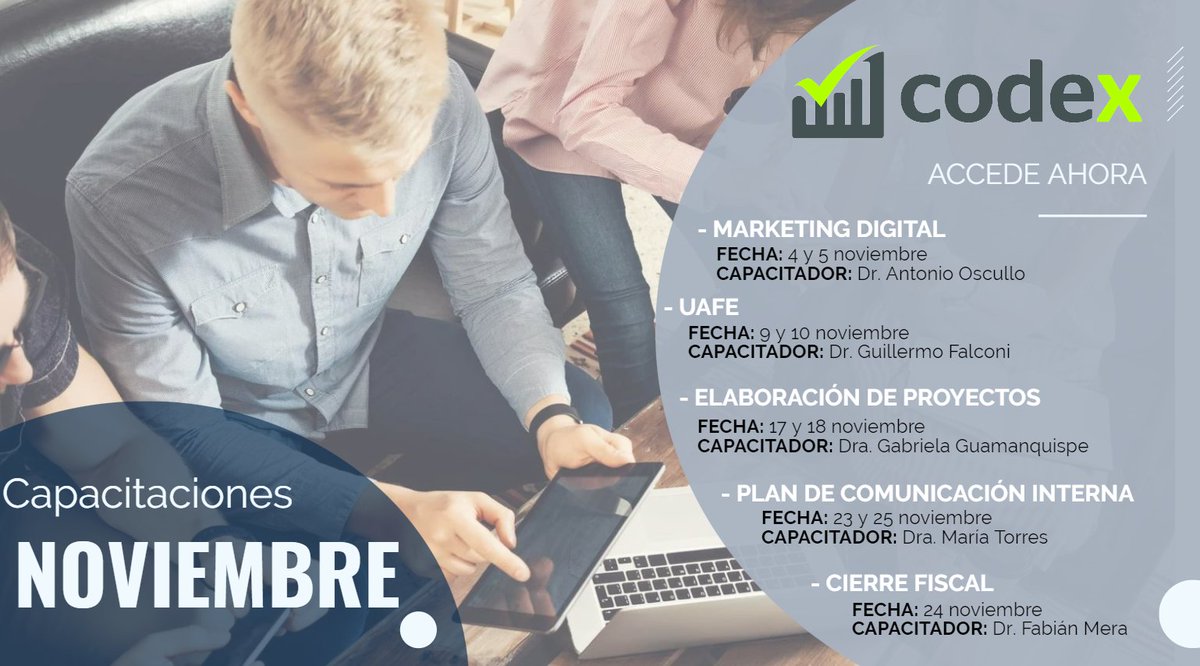 CODEX_EC's tweet photo. 🔴CAPACITACIONES NOVIEMBRE CODEX

Para mayor información contáctanos:
📞0999858170
✅info@codex.com.ec
✅https://t.co/ZExt6FVTpX
✅TU TRANQUILIDAD NUESTRO COMPROMISO https://t.co/9PNOZHy6K7
