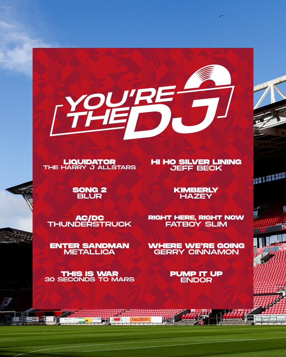 BristolCity's tweet image. YOU’RE THE DJ!

We loved your suggestions, here’s a look at a few of your songs that will be featuring at Ashton Gate tomorrow, including stadium classics, local band upcoming @hazeybanduk &amp;amp; more!

#BRCBAR | #BristolCity