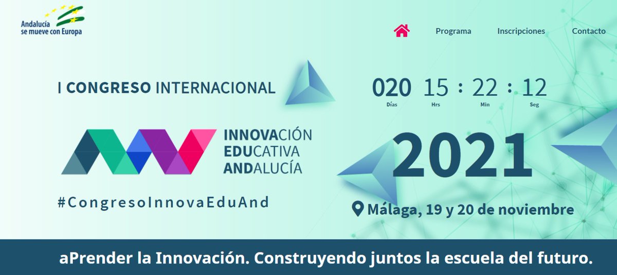 🚀  Si lo tuyo es la innovación educativa más disruptiva, ven a #Málaga #Andalucía los días 19 y 20 de noviembre. Es hora de aPrender la Innovación. Es hora de construir juntos la escuela del futuro. Y contamos contigo. #CongresoInnovaEduAnd

ℹ cieand.es ✅