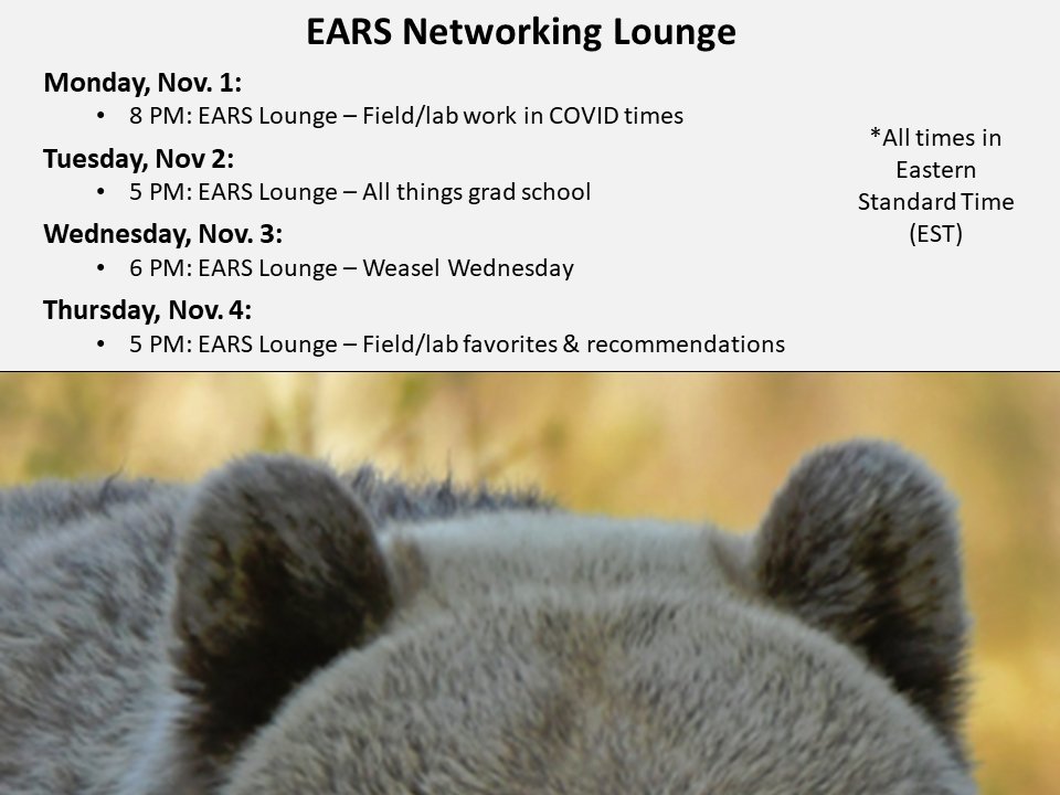 Ready to #getyourEARSon at TWS' Annual Conference?  Grab a snack and join us in the EARS (Eating Alone Really Stinks) lounge for some casual conversation.  The lounge is open throughout the conference so hop in anytime or join us for one of our scheduled topic events!