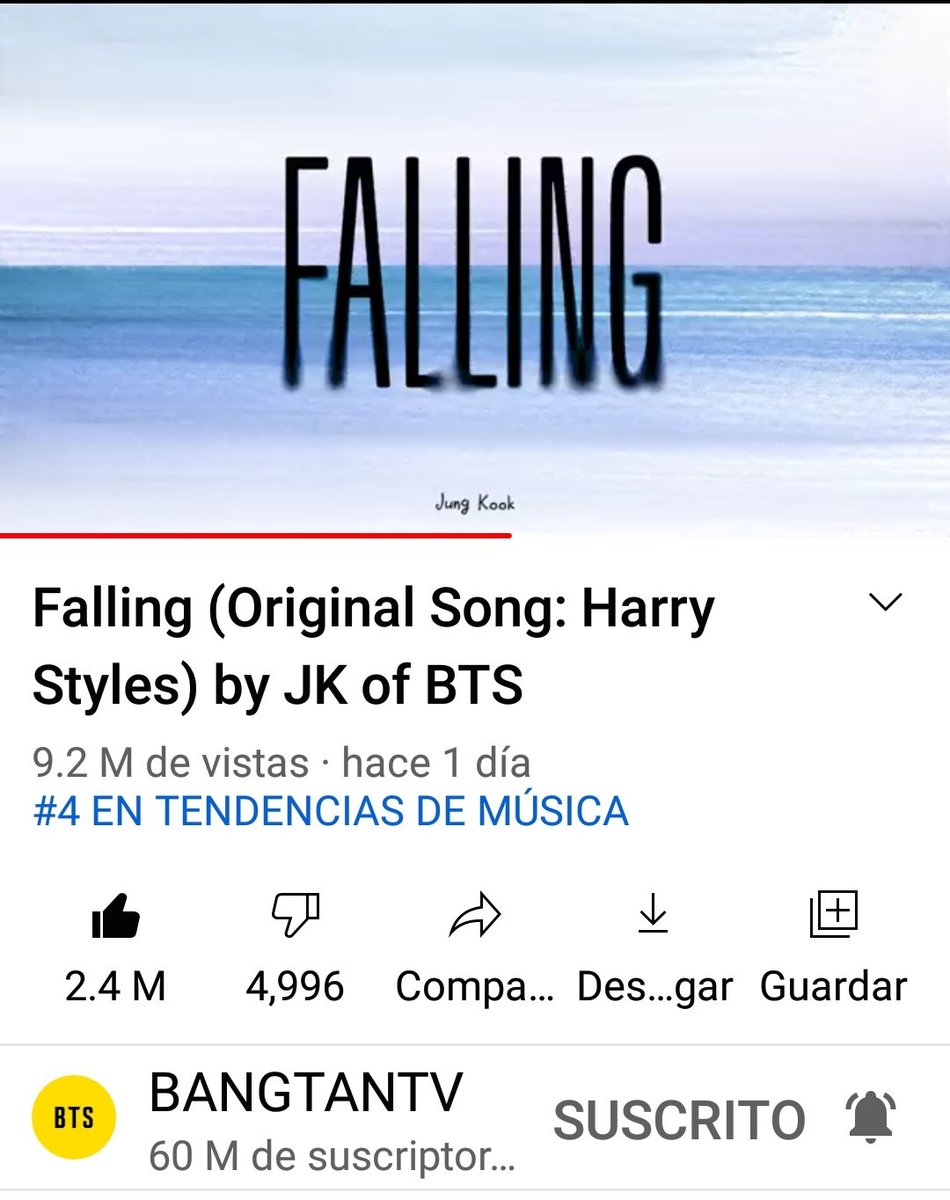 Yesenia17164267's tweet photo. El cover de Jungkook 'Falling' cuenta con 9.2 M de visualizaciones y 2.4 M de Like en tan solo 25 horas!💜
#FallingByJungkook #JK
#JKFallingCover #JUNGKOOK https://t.co/I2RRugs88g