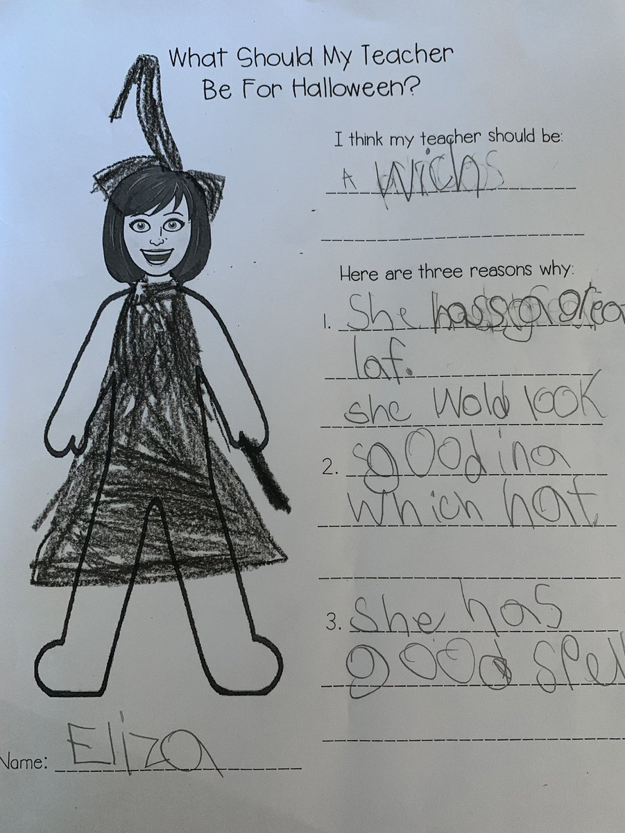 MsDant2_WLES's tweet photo. Lots of great suggestions for my Halloween costume! 😂 @WillisLaneES #secondgradersrock https://t.co/PXo5vlE7aZ
