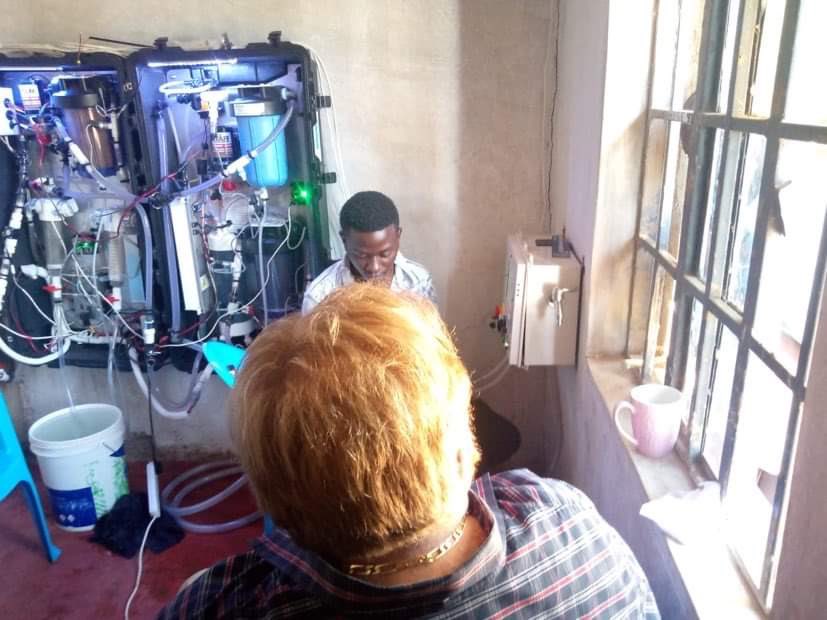 Today in Kisumu, Kenya, Dr. Timm Finfrock was there to set up our first WB-500 unit. It will produce 5,000 liters per day of clean, sanitized water for those who desperately need it. He witnessed the VERY first transaction of donated water from this newly installed unit.