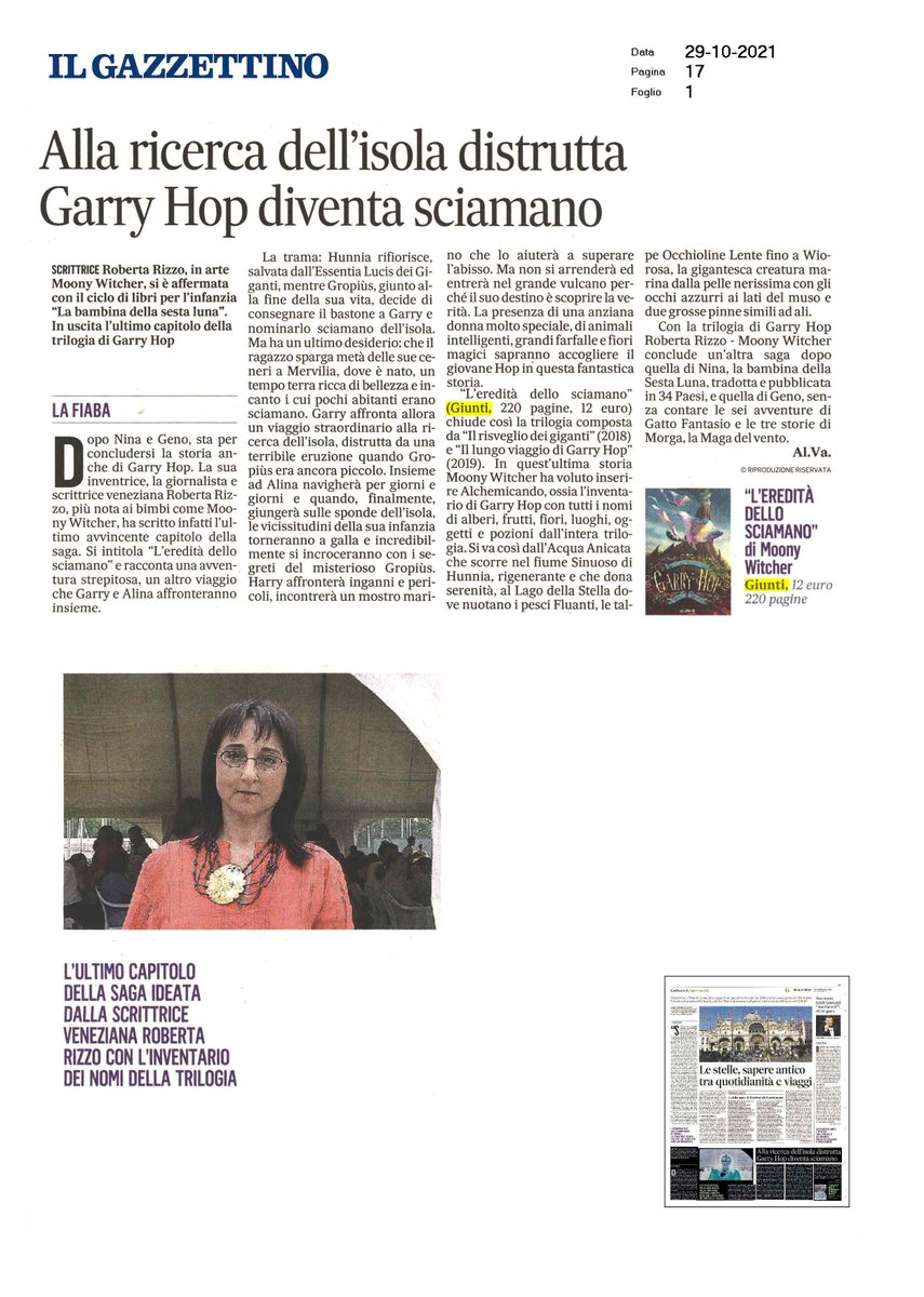 Moony_Witcher's tweet photo. Piccoli e grandi lettori veneziani entrano nella storia di Garry Hop. Un’avventura che, come scrive Alda Vanzan, porta a scoprire segreti e misteri di questa trilogia. «Garry Hop - L’eredità dello sciamano» Giunti Editore #giuntieditore #moonywitcher #aldavanzan #ilgazzettino https://t.co/l5o8uuzxtO
