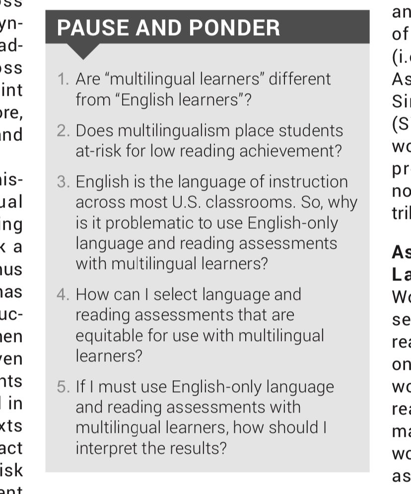 MPinto_x's tweet photo. Pause and Ponder. “Assessment Selection for Multilingual Learners’ Reading Development” 💭 🤔 https://t.co/8ALdIq78jF
