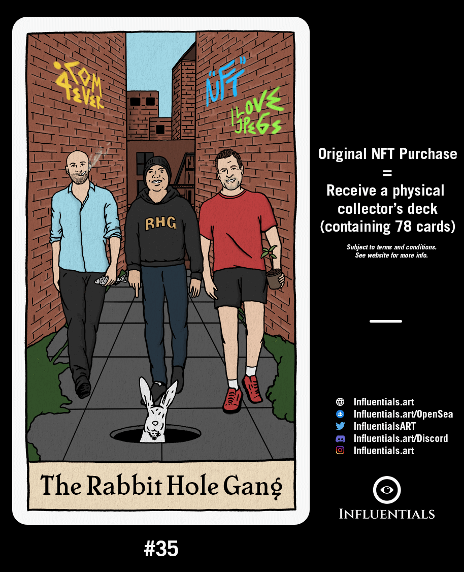 InfluentialsART's tweet photo. 📣#35 - The Rabbit Hole Gang sold for 0.15 ETH. 

🔗https://t.co/n0BP6X6aeO

@andrewrosener 

#Influentials #NFT #NFTs #tarotcards #tarot #cryptotwitter #RHG https://t.co/RH10i3E7Ez