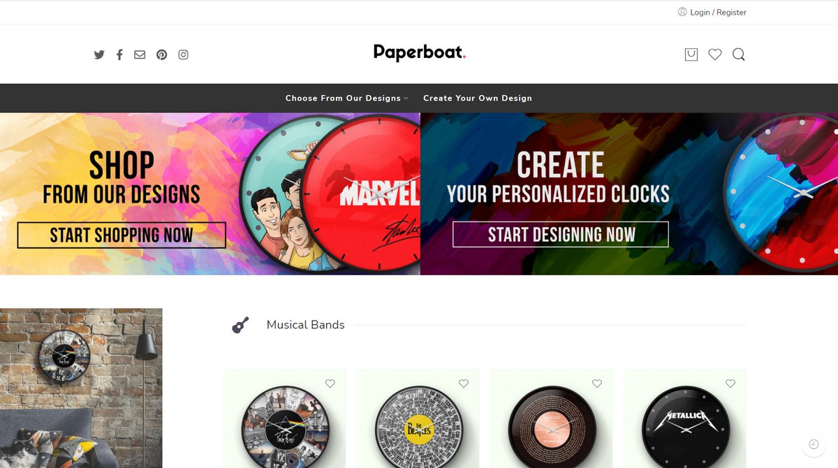 Paperboat.shop offers unique and fun personalized clocks that can match any décor. Thank you for choosing .shop! #dotSHOPwebsite