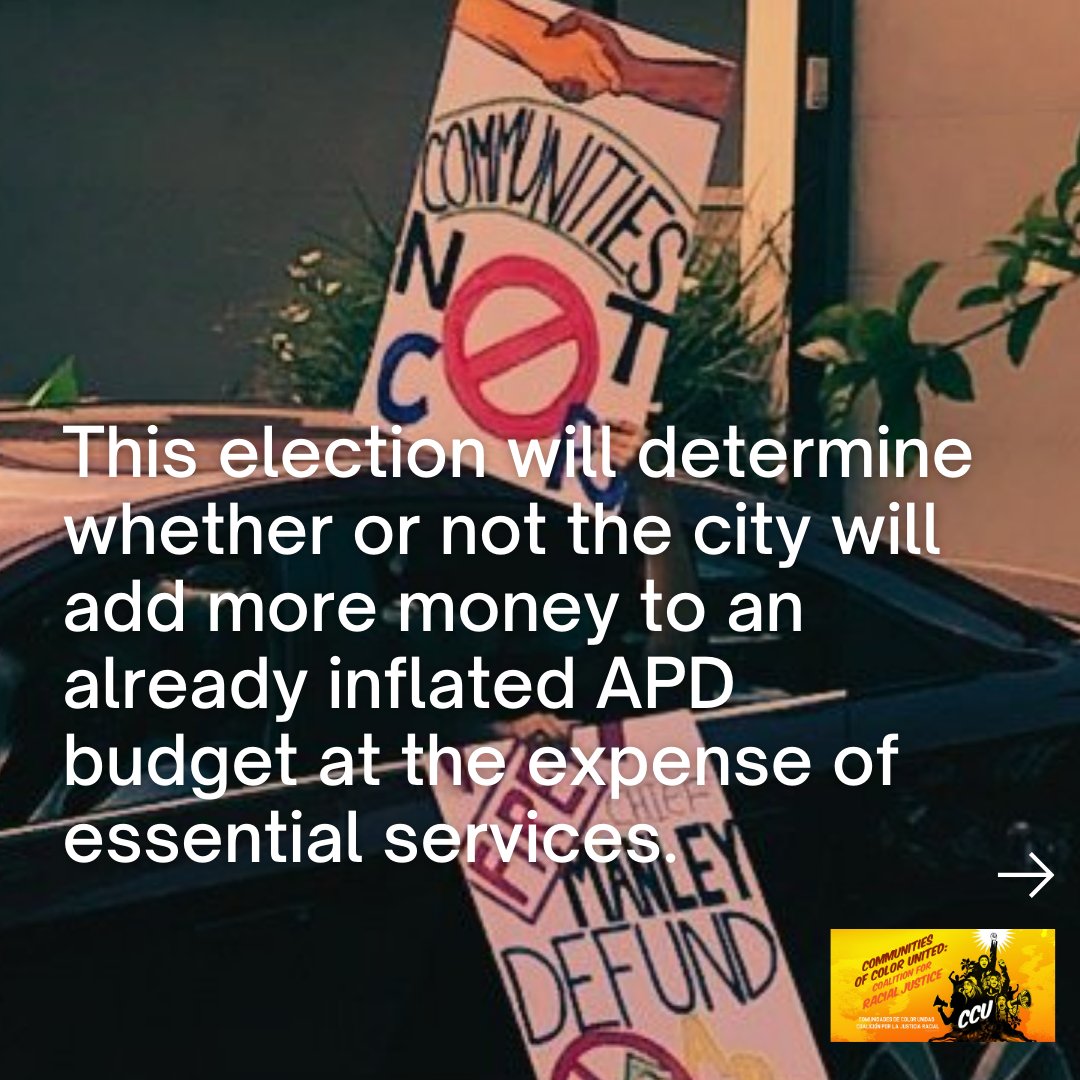 ccucoalition's tweet photo. TODAY is the last day to early vote. This election will determine whether or not the city will add more money to an already inflated APD budget at the expense of essential services. VOTE NO ON PROP A! https://t.co/aqOEWHhy71 https://t.co/XjZSycI1jq
