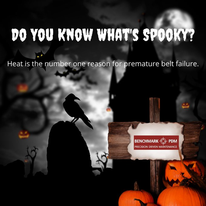 BENCHMARKPDM's tweet photo. Do you know what's spooky? Heat is the number one reason for premature belt failure.
#Manufacturing #Production #Beltalignment #Canada #Alberta #Ontario #Quebec https://t.co/l39HMfIXhF
