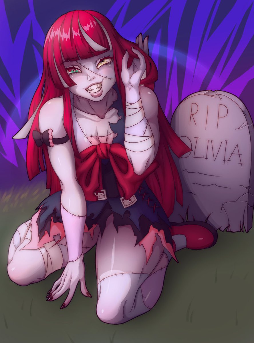 Yofumu1's tweet photo. Happy halloween, with the best zombie of Hololive!
Kureiji Ollie - #hololive #graveyART https://t.co/0A7sYOKKZD