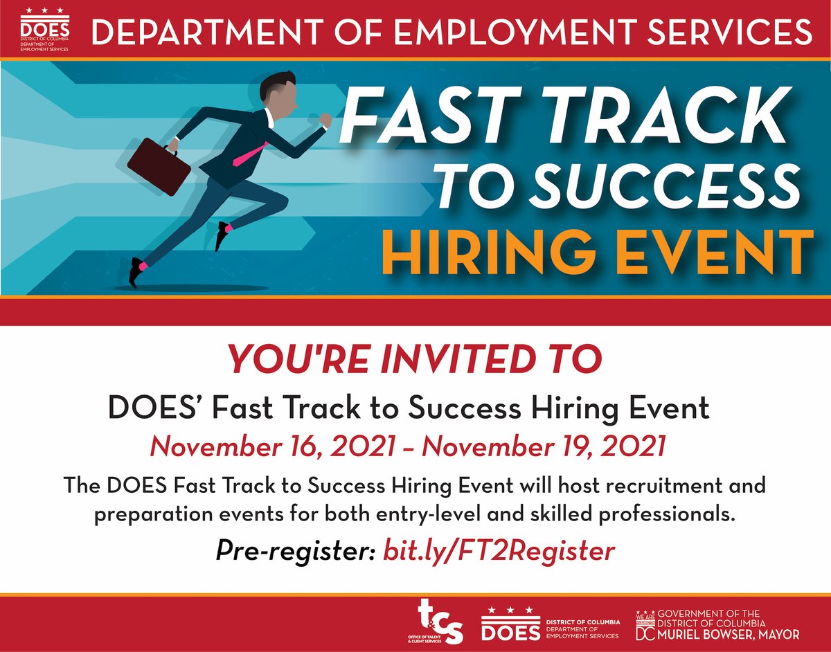 DOES_DC's tweet photo. DOES is hiring workforce professionals. Pre-register today for the #FastTrack2Success hiring event! https://t.co/BdGJNgz54S. https://t.co/dmNg3YXaDE