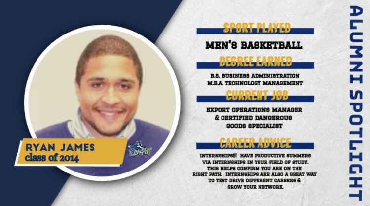SUNYPolyMBB's tweet photo. Checking in on Ryan James for this weeks Alumni Spotlight. Ryan scored 871 points in his three seasons and spent the 2014-15 season on staff as a GA. #CoachJames #Polyfamily https://t.co/Io97J7p6pK