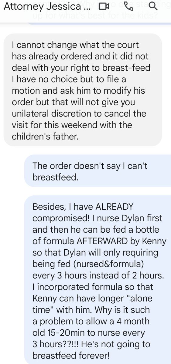 Yeah_iAmThatMom's tweet photo. Convo w/ my #family #law attorney about #breastfeeding. My son's #HumanRights are being violated.
#thecourtsaid #RightToBreastfeed
CAN ANYONE HELP ME? https://t.co/CEjb4zFiB7