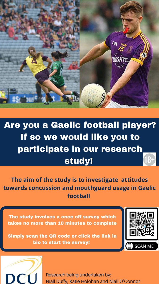 niallduffy99's tweet photo. LOOKING FOR GAELIC FOOTBALLERS!!
Hi all, looking for male and female Gaelic footballers to fill out a short survey to collect data as part of my Final Year Project!!Thanks in advance!
@DCUDocEirGAA @wfatt @ARTIIreland @MayoGAA @dcu_shhp @DCU @AhRefMayo https://t.co/ZYE7XWXizS https://t.co/Hd5ricff05