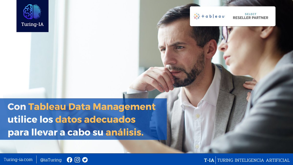 IaTuring's tweet image. Visite Turing-ia.com para conocer como con #TableauDataManagement, puede administrar mejor los datos dentro del entorno de análisis. De esta manera, se asegura de utilizar siempre datos confiables y actualizados para la toma de decisiones. 
#ImplementacionTableau