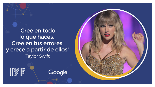 GoogleIT_Cert's tweet photo. Taylor Swift, una de las figuras más importantes de la música, siempre ha luchado por sus sueños y así ha llegado hasta donde ella ha querido. ¿Tal vez sería bueno inspirarse un poco con sus frases?
.
.
.
#GoogleLearn #GrowWithGoogle #CursosGratis #CursoGratuito #EstudiaEnLinea https://t.co/phCZBDY5tF